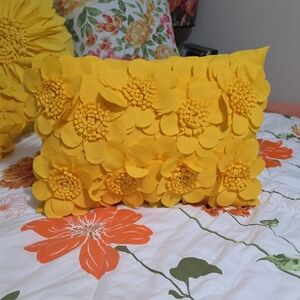 Yellow Floral Decorative Pillow